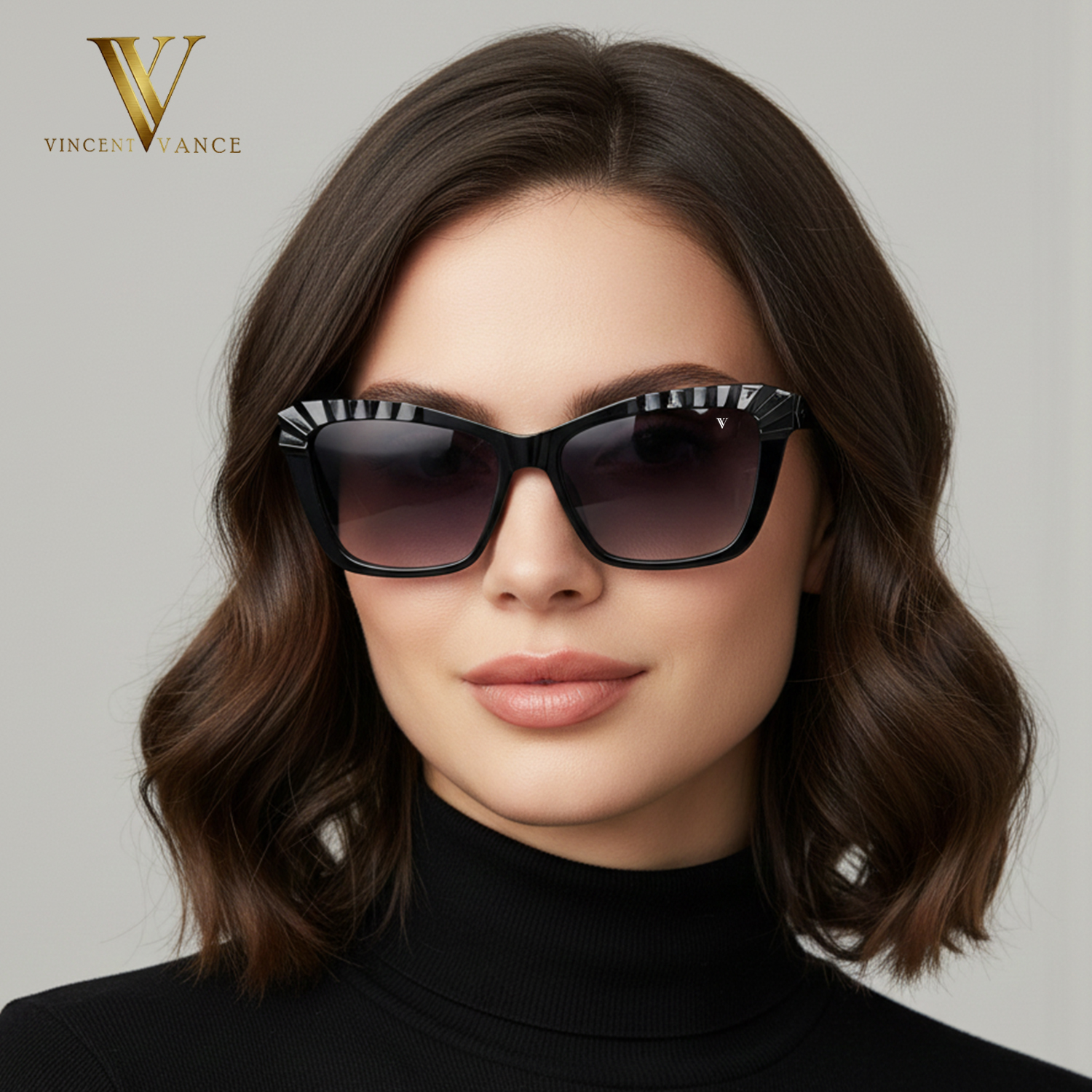 Vincent Vance - Everyday Luxe, Premium Sculpted Cat Eye Sunglasses