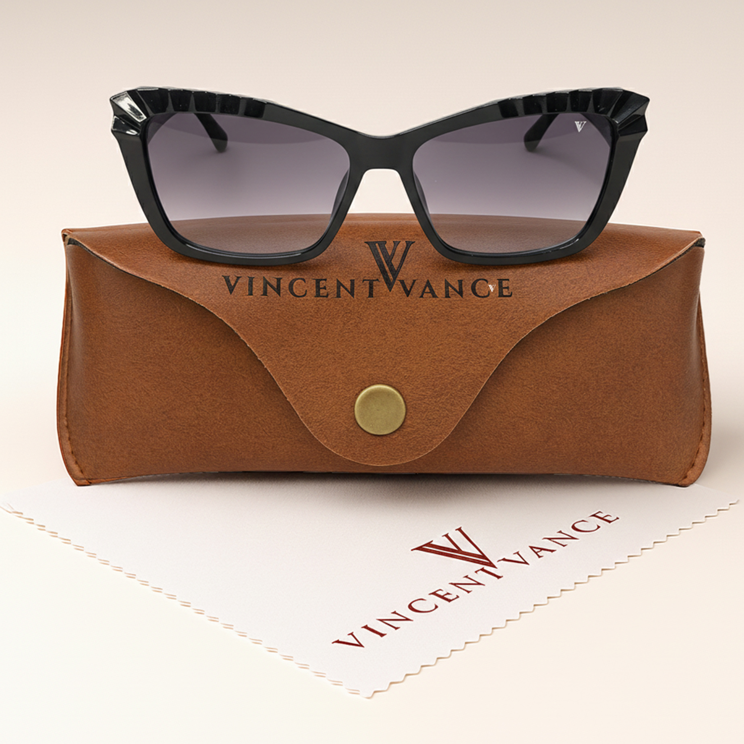 Vincent Vance - Everyday Luxe, Premium Sculpted Cat Eye Sunglasses