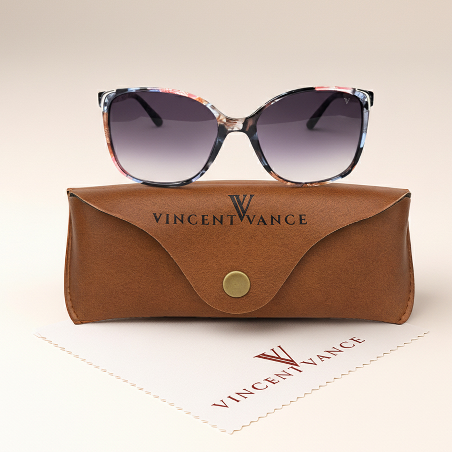 Vincent Vance Vibrant Floral Print Oversized Gradient Sunglasses  - Vincent Vance Vibrant Floral Print Oversized Gradient Sunglasses 