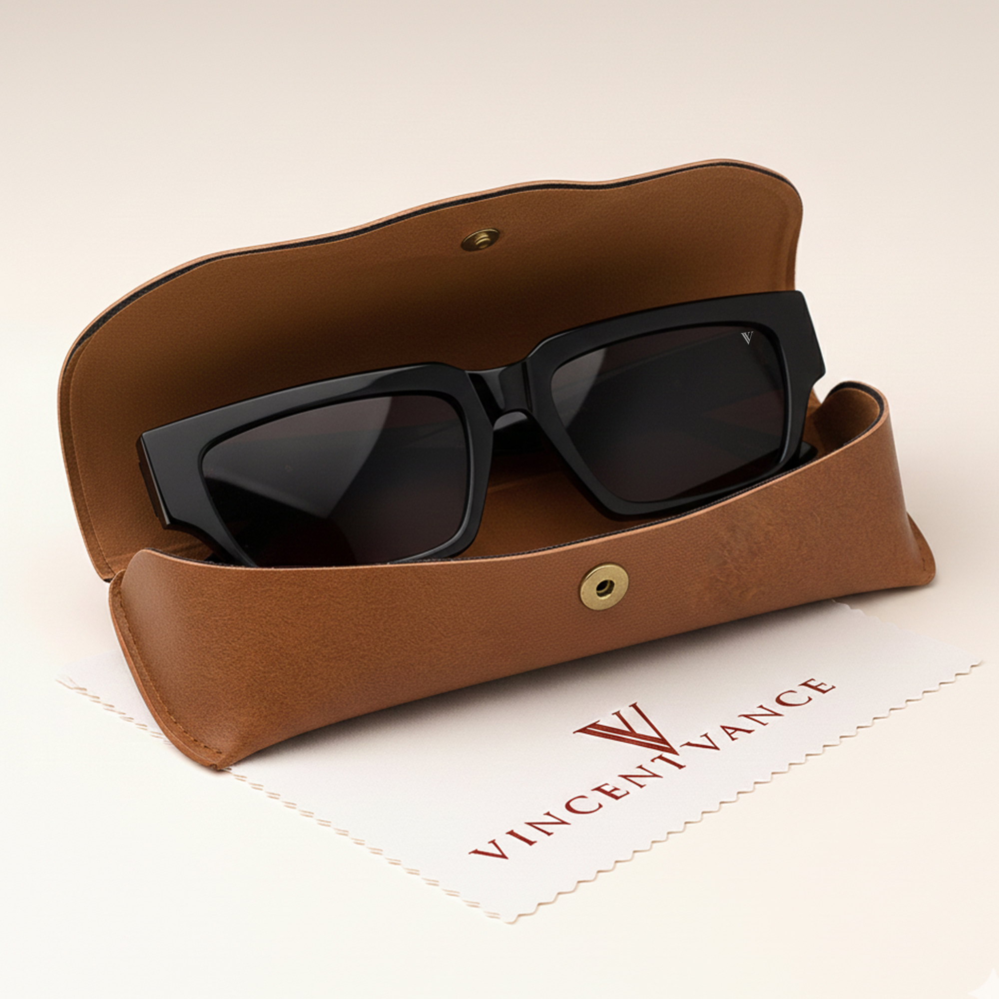 Vincent Vance Retro Rectangle Black Sunglasses