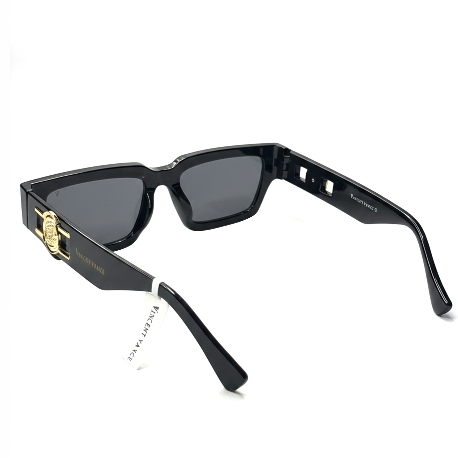 Vincent Vance Retro Rectangle Black Sunglasses