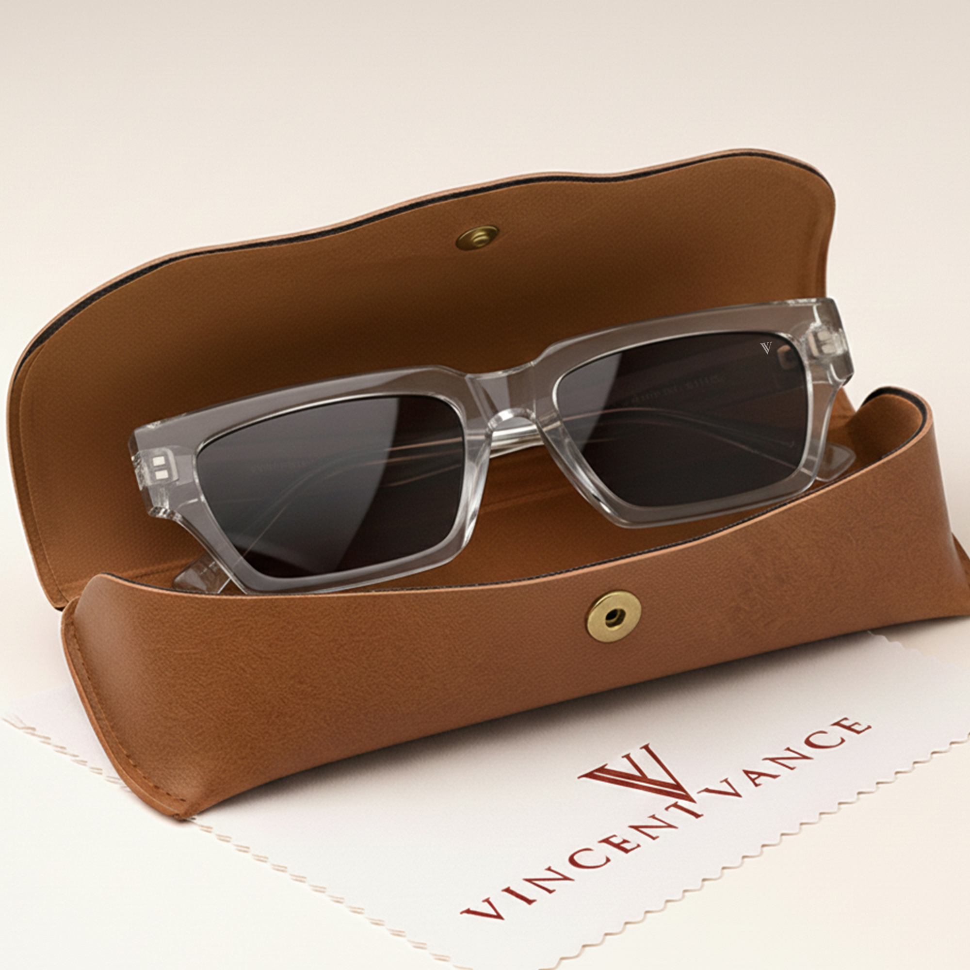 Vincent Vance Retro Rectangle Black Sunglasses - Vincent Vance Retro Rectangle Gray Sunglasses