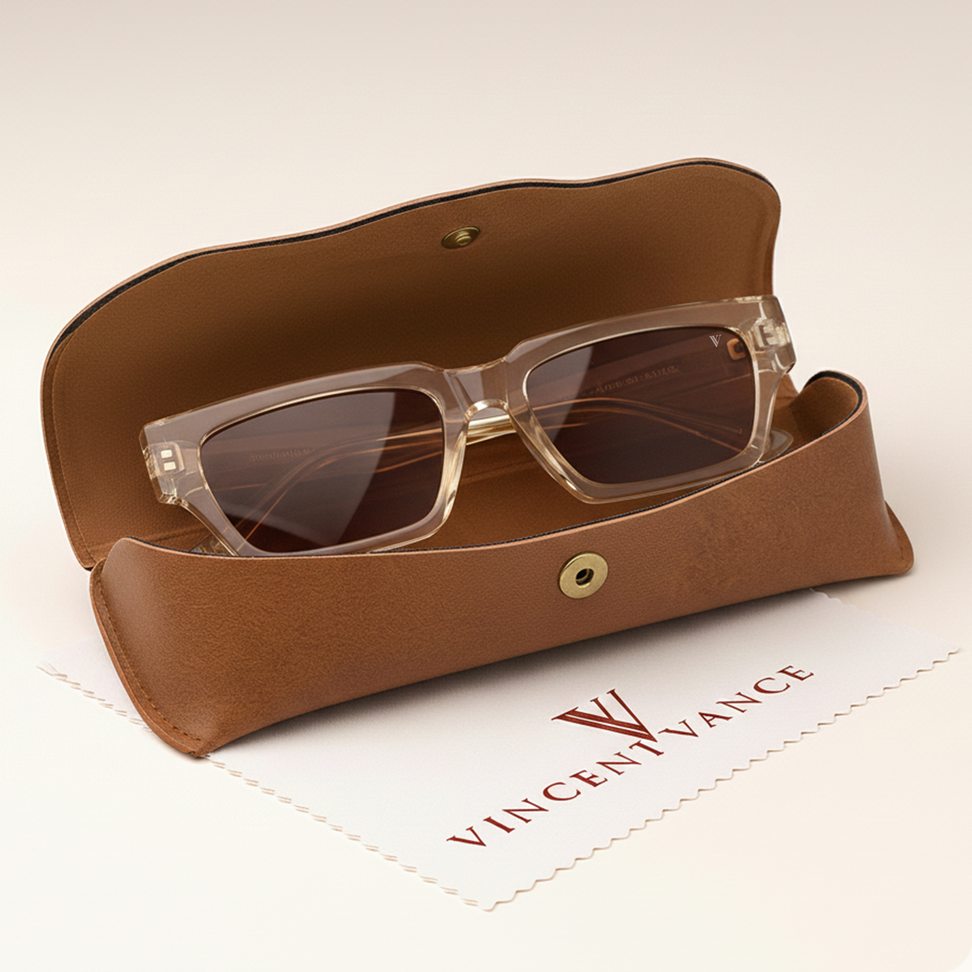 Vincent Vance Retro Rectangle Black Sunglasses - Vincent Vance Retro Rectangle Peach Sunglasses