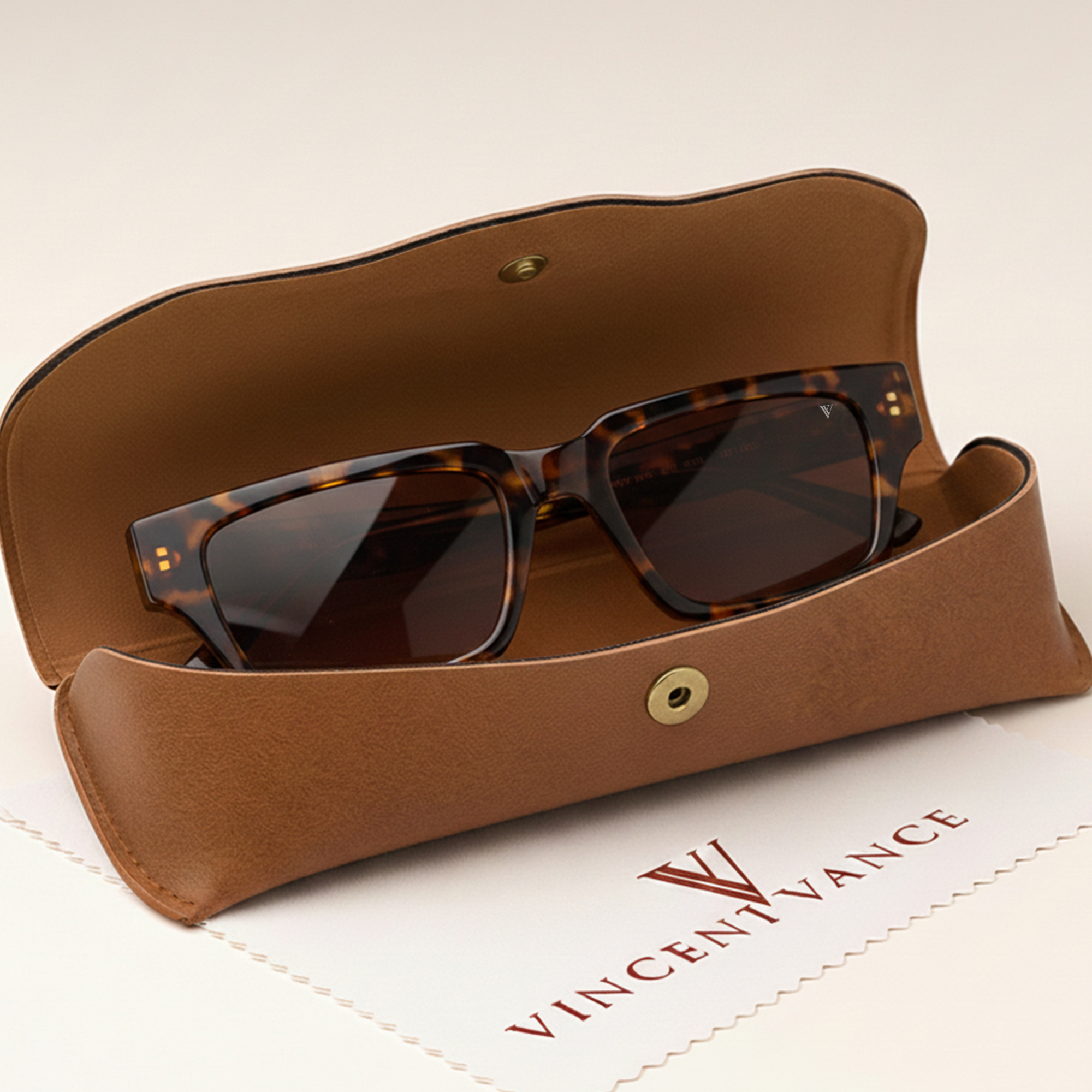 Vincent Vance Retro Rectangle Black Sunglasses - Vincent Vance Retro Rectangle Tiger Texture Sunglasses