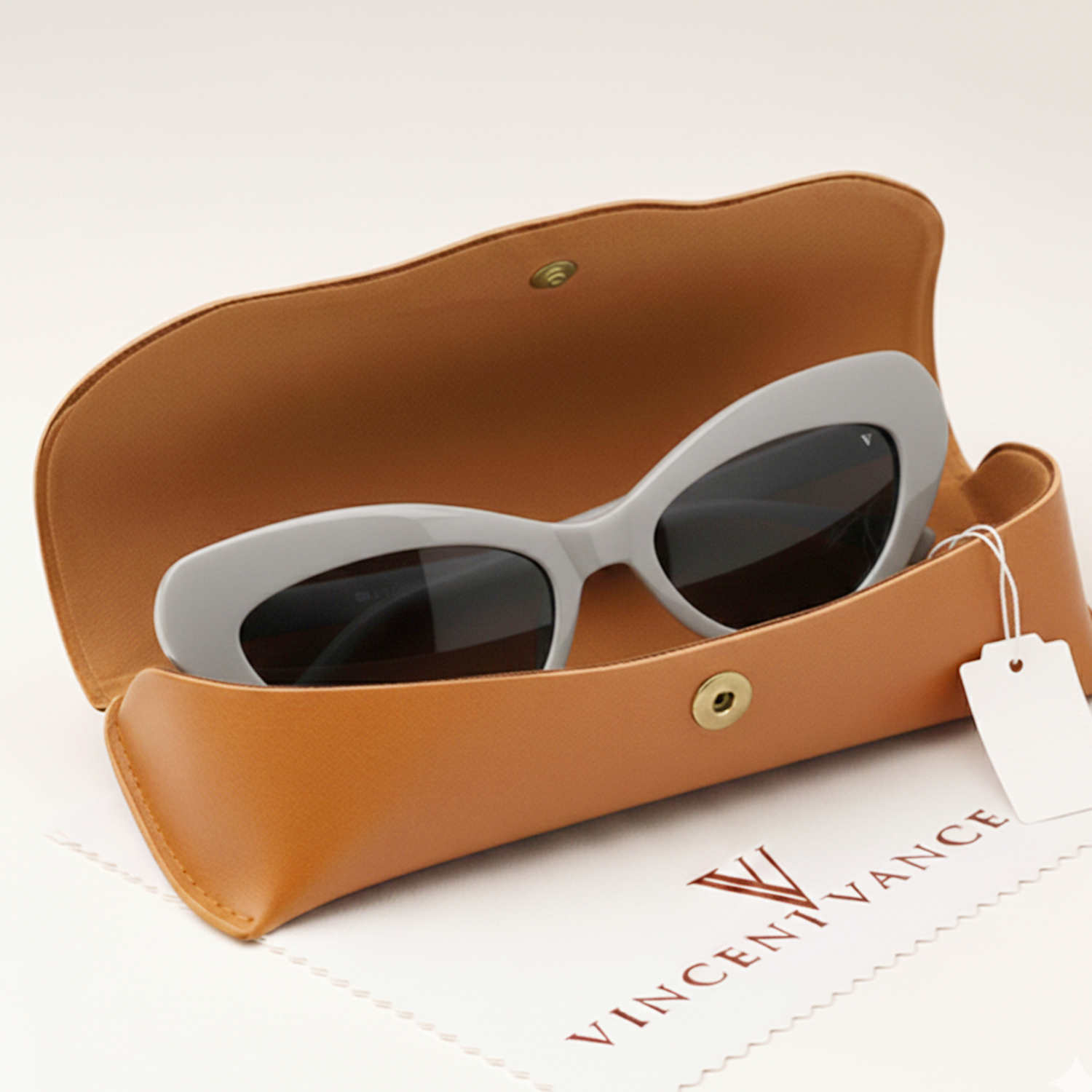 Vincent Vance – Slim Cat-Eye Confidence Statement Sunglasses - Vincent Vance Trendy Gray Cat Eye Sunglasses