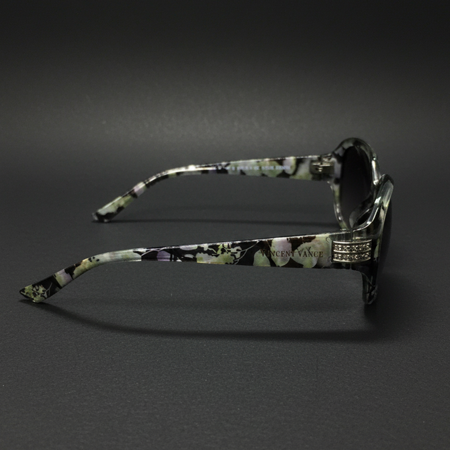 Vincent Vance Elegant Floral Print Large Frame Sunglasses