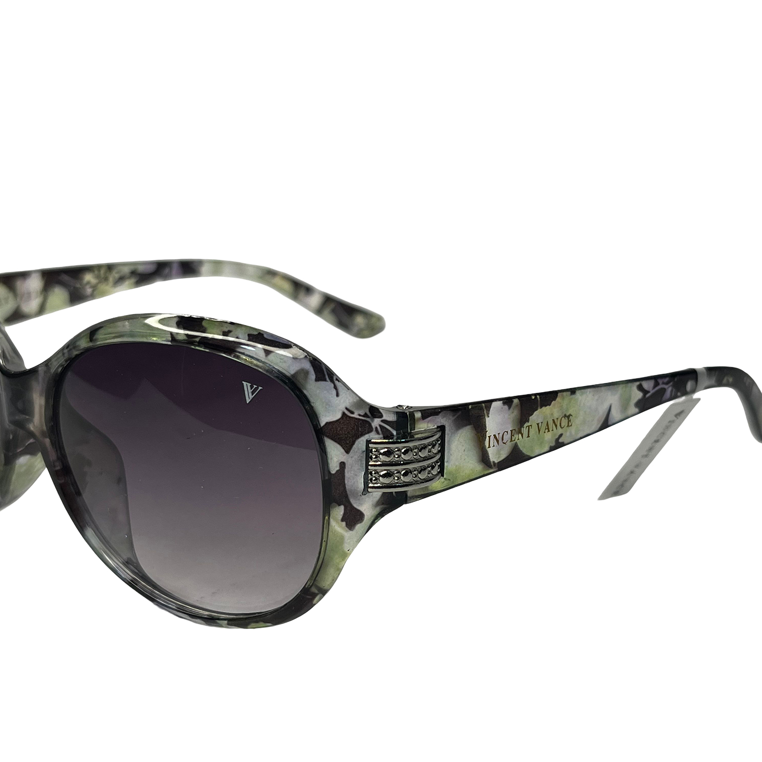 Vincent Vance Elegant Floral Print Large Frame Sunglasses