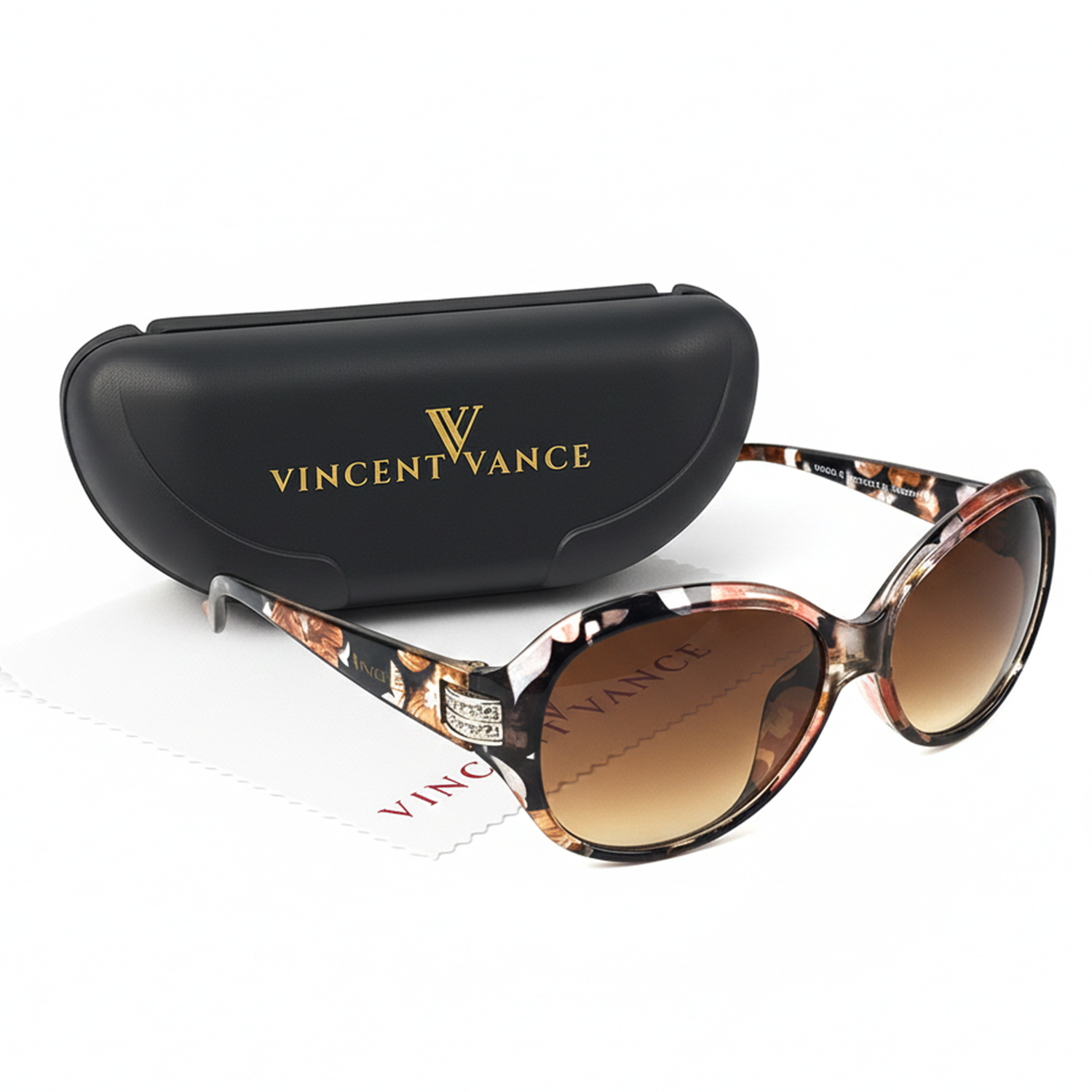 Vincent Vance Elegant Floral Print Large Frame Sunglasses - Vincent Vance Elegant Floral Print Large Frame Sunglasses