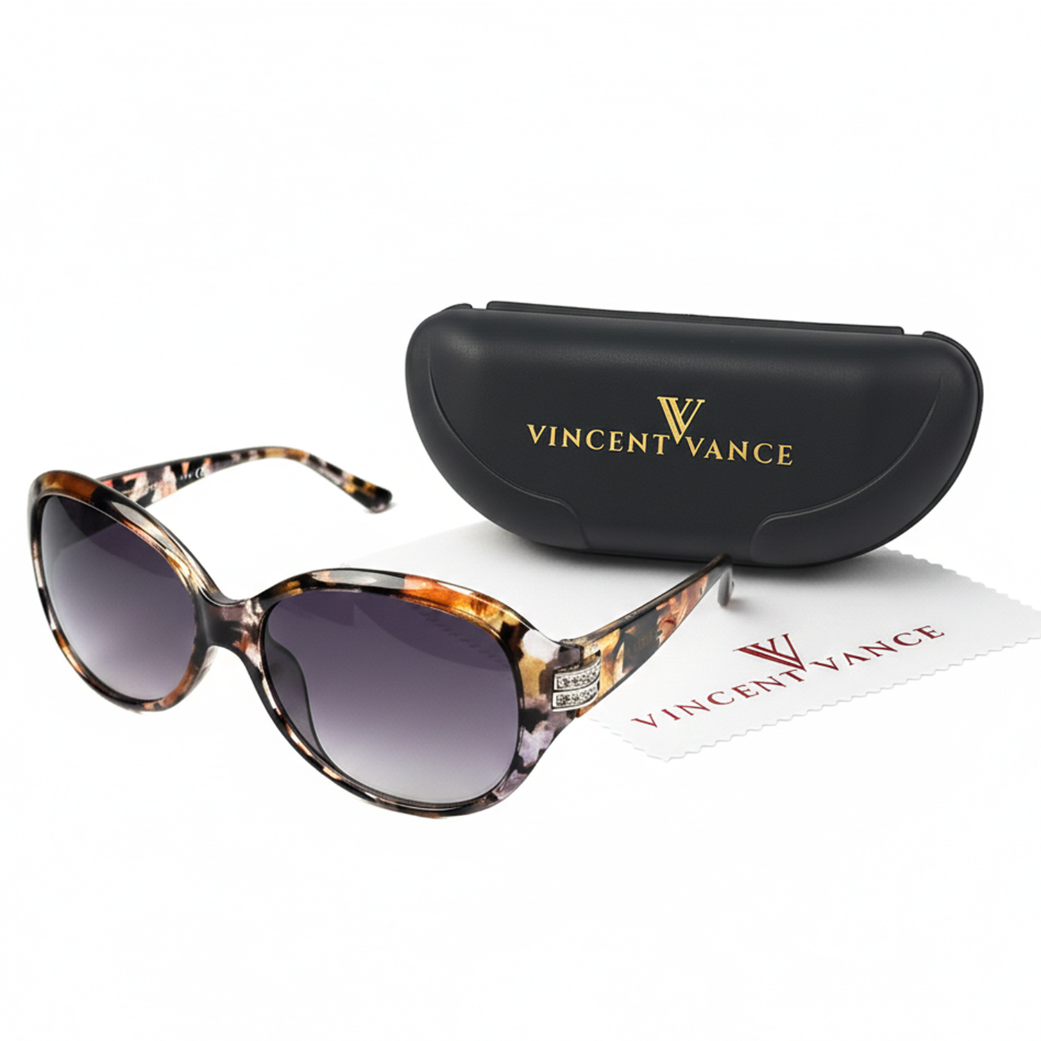 Vincent Vance Elegant Floral Print Large Frame Sunglasses - Vincent Vance Elegant Floral Print Large Frame Sunglasses