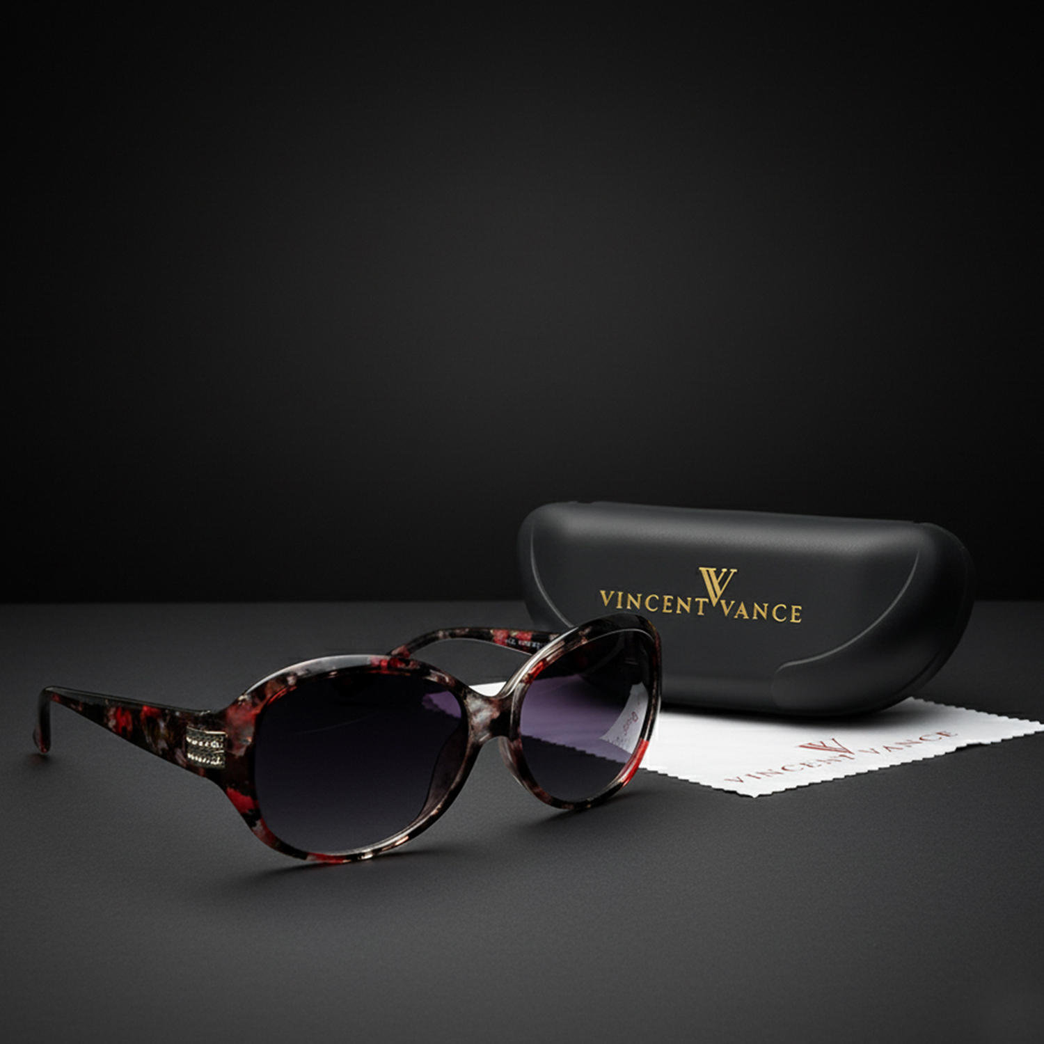 Vincent Vance Elegant Floral Print Large Frame Sunglasses - Vincent Vance Elegant Floral Print Large Frame Sunglasse