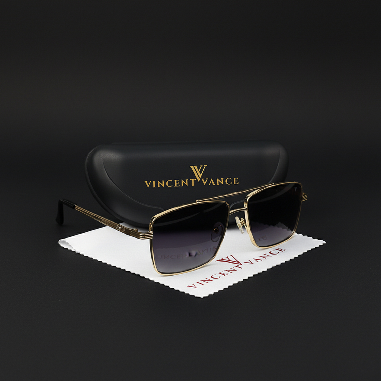 Luxury Double-Bar Gold Sunglasses for Men