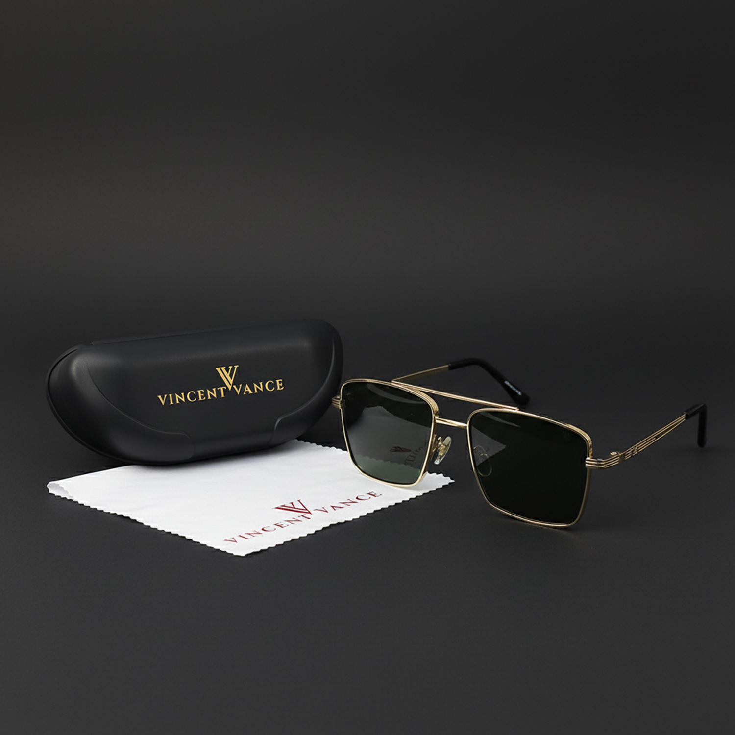 Luxury Double-Bar Gold Sunglasses for Men - Royal Gold Square Frame Sunglasses for Men | UV Protection Stylish Eyewear