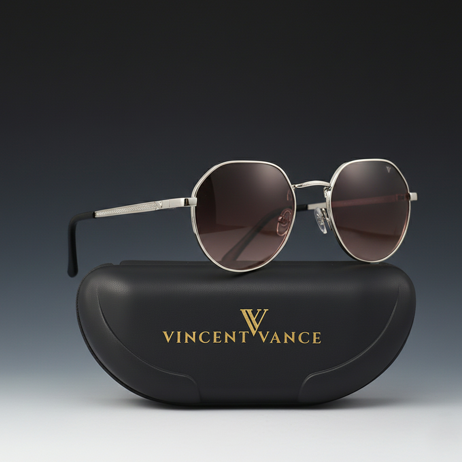 VINCENT VANCE - Metal Based Octagon-Frame Fashion EyeWear - Vincent Vance Eyewear geometric round Durable Metal Frame Sunglasses 