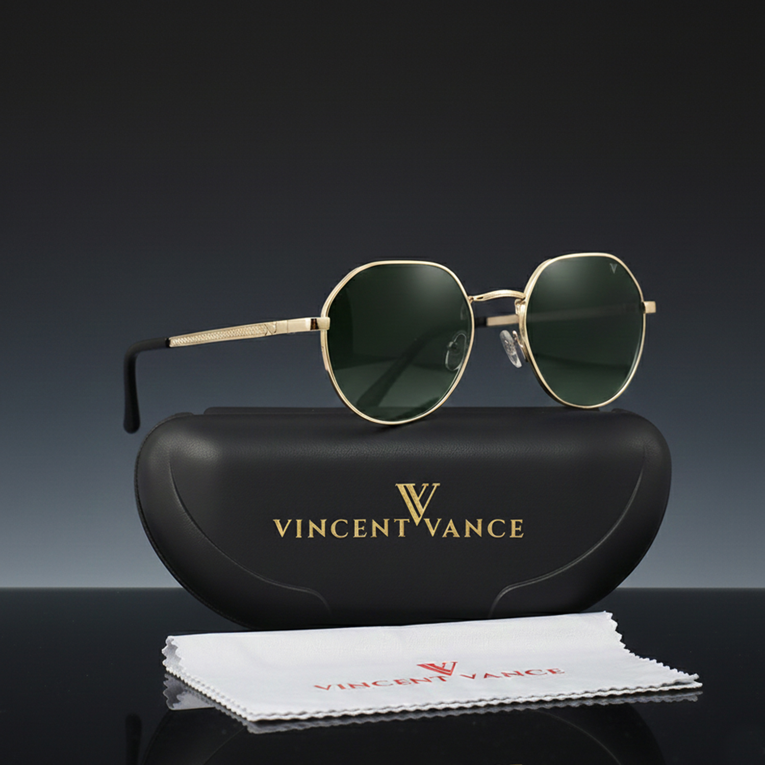 VINCENT VANCE - Metal Based Octagon-Frame Fashion EyeWear - Vincent Vance Eyewear geometric round Stylish & Durable Metal Sunglasses   