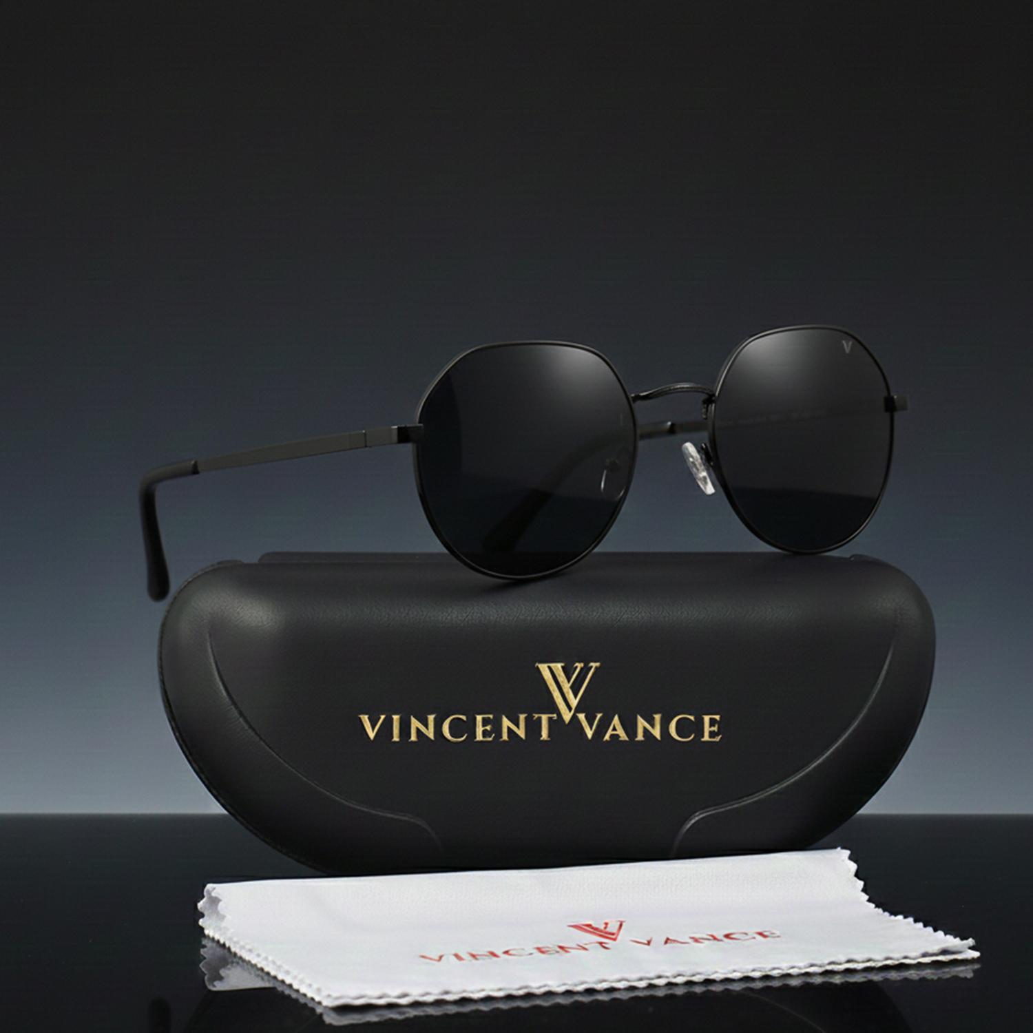 VINCENT VANCE - Metal Based Octagon-Frame Fashion EyeWear - Vincent Vance Eyewear geometric round Durable Metal Frame Sunglasses
