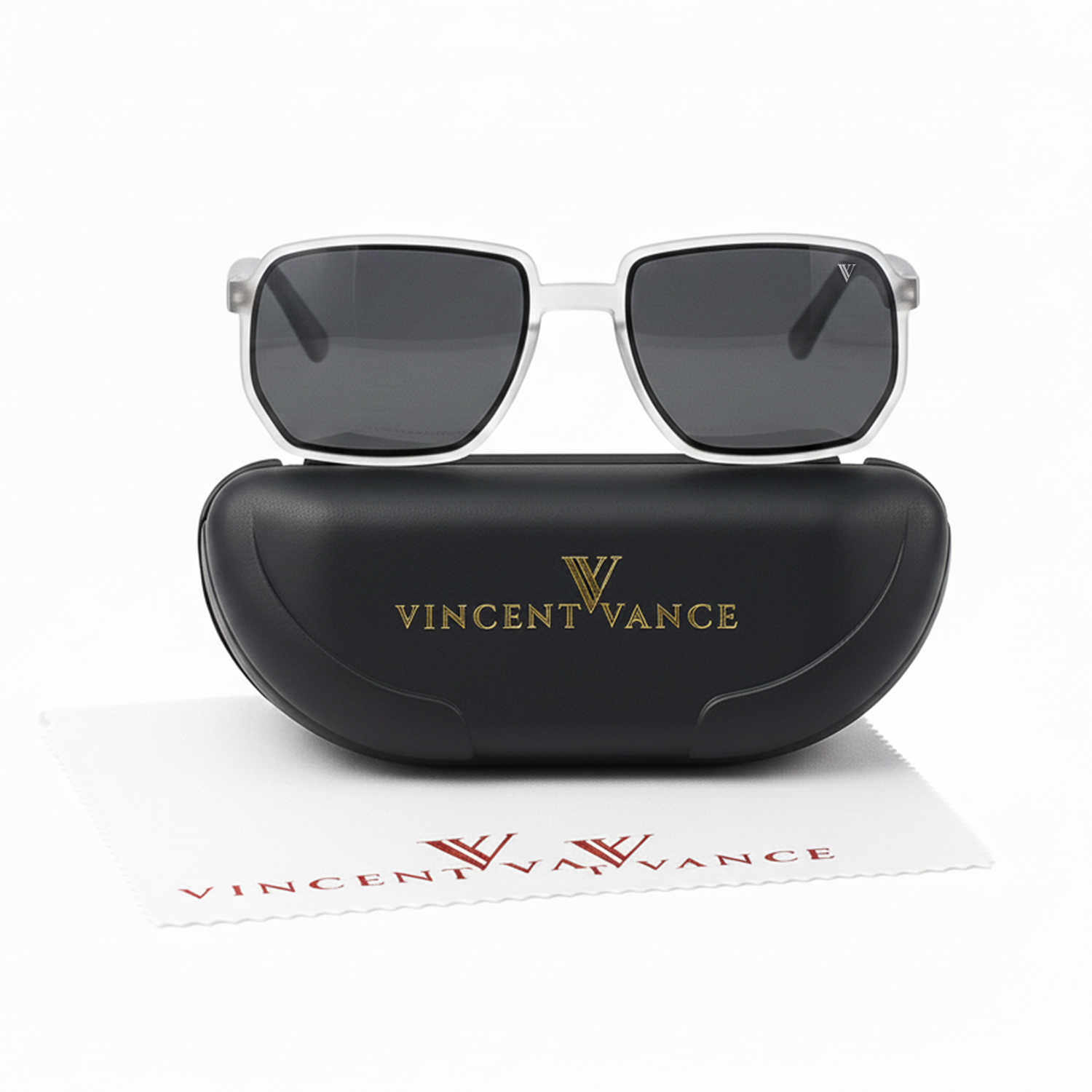 Vincent Vance - Matte Finish Sunglasses with Sleek and Stylish Looks - Matte White Square Sunglasses with UV400 Protection Sunglasse