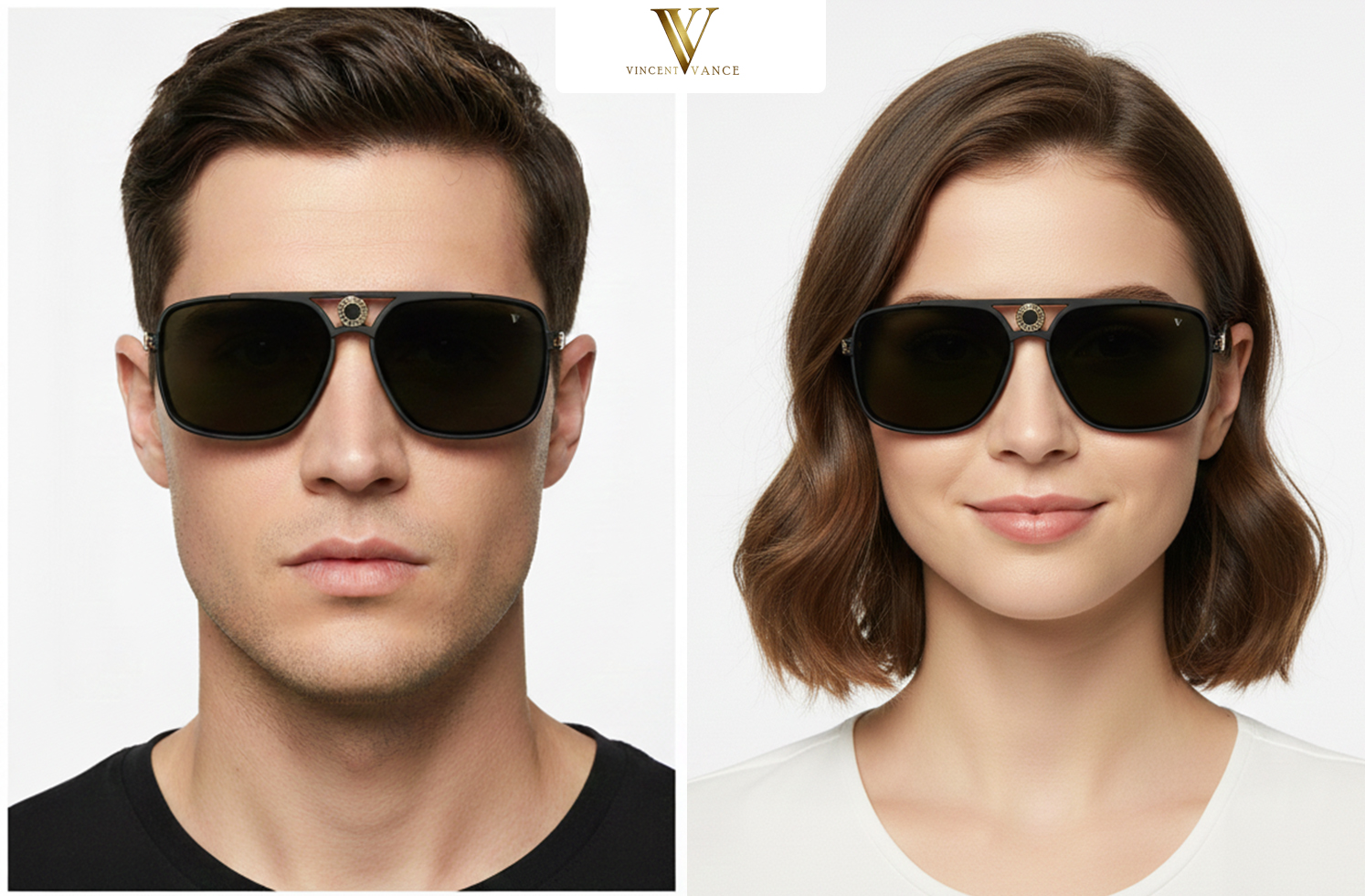 Vincent Vance - Luxury Aviator Sunglasses with Gold Detailing