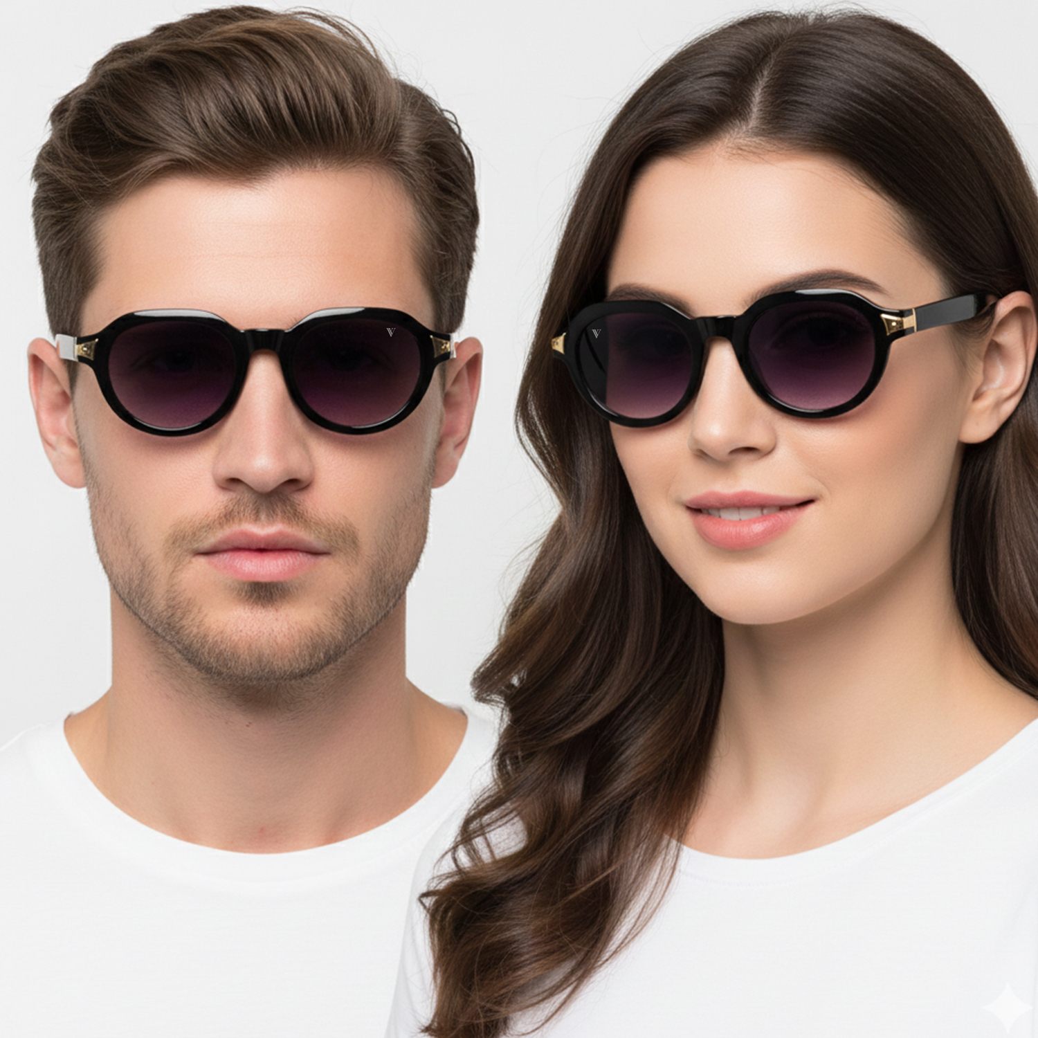 Vincent Vance Premium Round Black Trendy Gradient UV400 Lenses Sunglasses