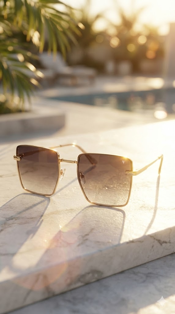 Vincent Vance - Luxury Square Sunglasses | Premium Gold Metal Frame with HD Gradient Lenses | Vintage Fashion Eyewear | Unisex