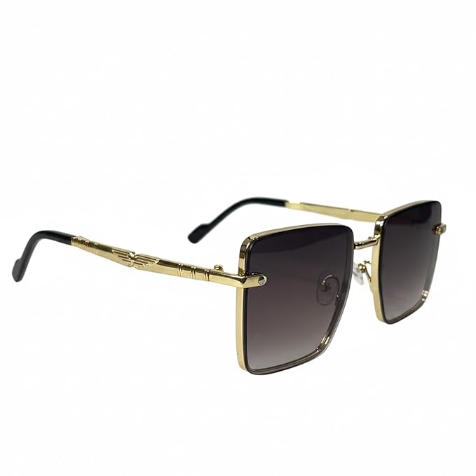 Vincent Vance - Luxury Square Sunglasses | Premium Gold Metal Frame with HD Gradient Lenses | Vintage Fashion Eyewear | Unisex