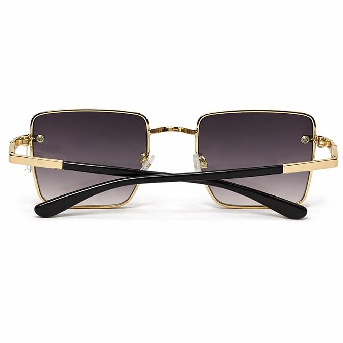 Vincent Vance - Luxury Square Sunglasses | Premium Gold Metal Frame with HD Gradient Lenses | Vintage Fashion Eyewear | Unisex