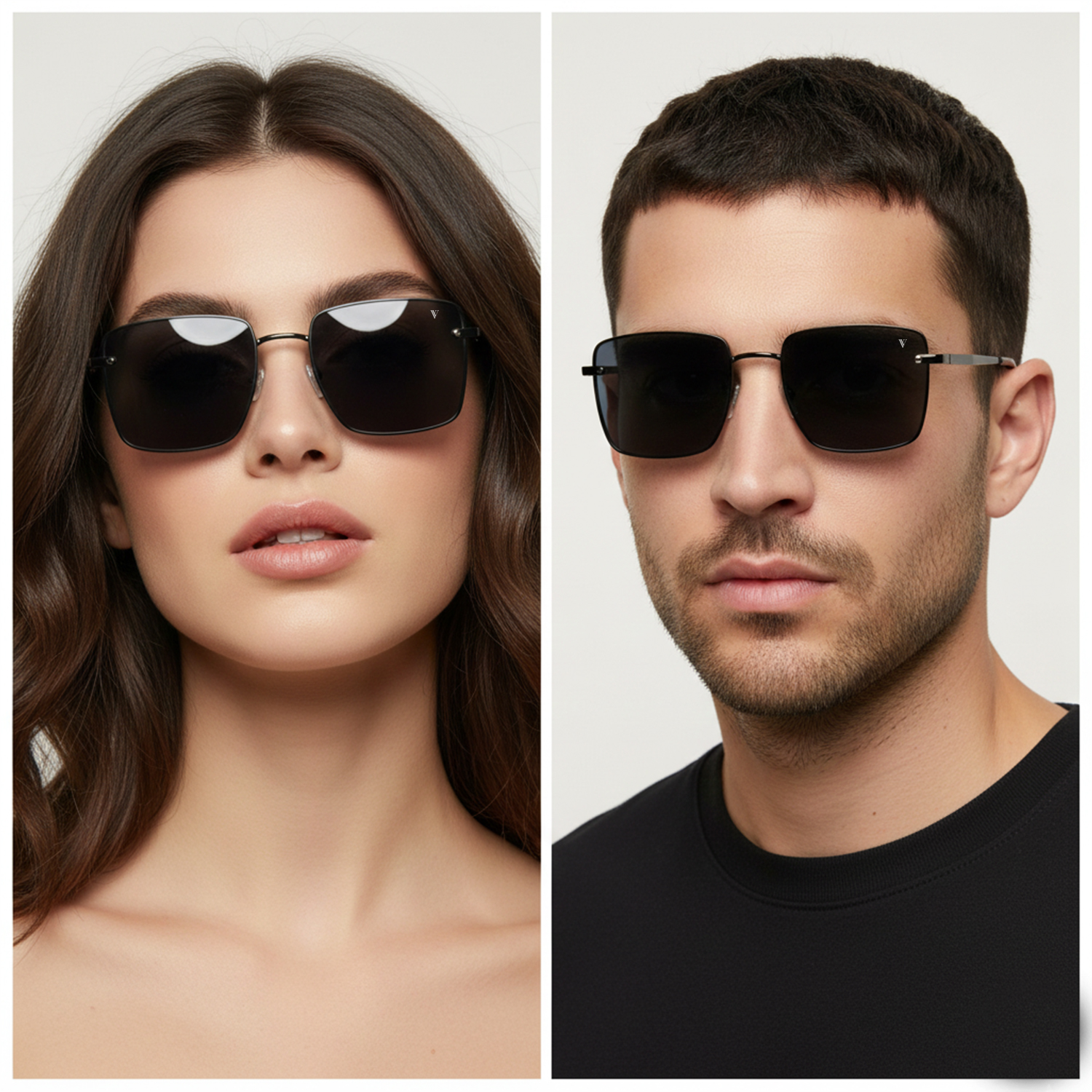 Vincent Vance - Luxury Square Sunglasses | Premium Black Metal Frame with HD Gradient Lenses | Vintage Fashion Eyewear | Unisex